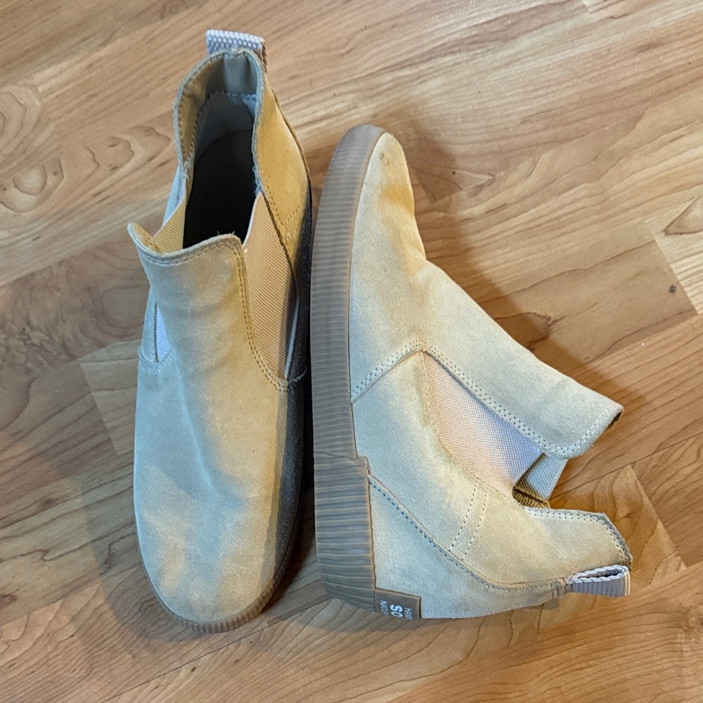 Sorel Tan Slip-On Ankle Boots